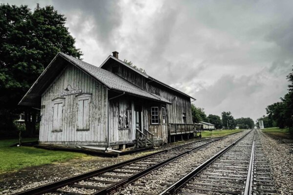 Pleasant Lake depot before restoration-